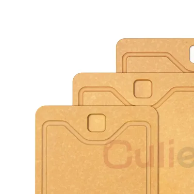 Factory Shipment Wood Fiber Brown Cutting Board Rectangle Household for Home Kitchen Resin Chopping Board with Juice Groove