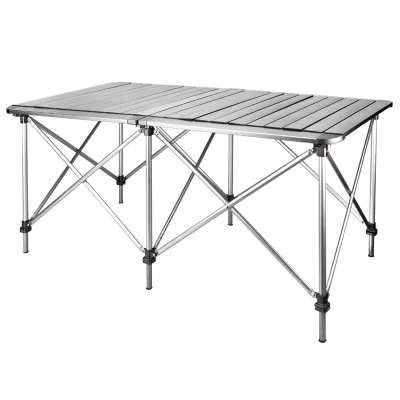 BRS-Z32 Outdoor Portable Folding Aluminum Adjustable Legs Table Lightweight Camping Roll up Desk for BBQ Camping Equipment