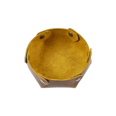 Luxury Gift Genuine Crazy Horse Leather Catchall Tray Foldable Jewelry Display Tray Desktop Organizer Hotel Leather Tray