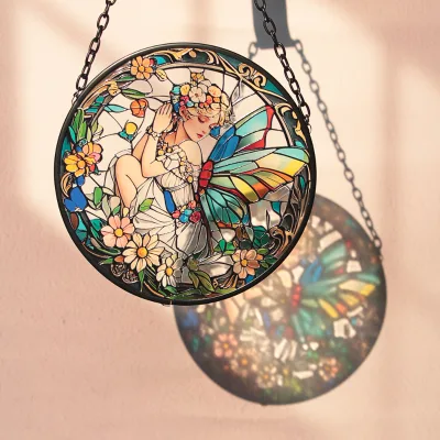 Art Deco Brid Birds Stained Glass Crystal Suncatcher 16cm Window Hanging Ornament Home Decoration Gift for Mother's Day