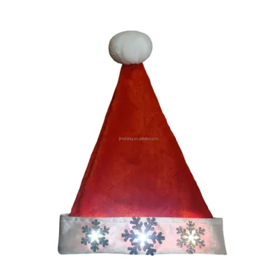 Custom Christmas Costume LED Santa Claus Hat Plush Red Santa Hat Lighted Christmas Hat