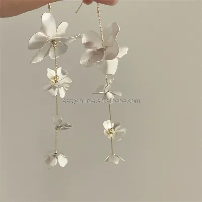 RE6065 Girls Irregular Flower Drop Earrings for Women Korean Fashion Bride Earrings Trendy Wedding Jewelry