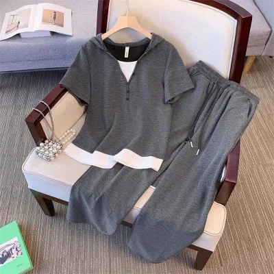 Stylish Fashion Sports Set 2026 New Summer Short Sleeve Casual Trendy Two-Piece Set