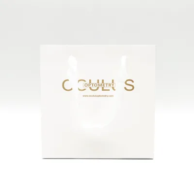 Luxury Custom Made White Optical Shop Paper Bags Package Logo Printed Storage Sunglasses Gift Bag with Handle