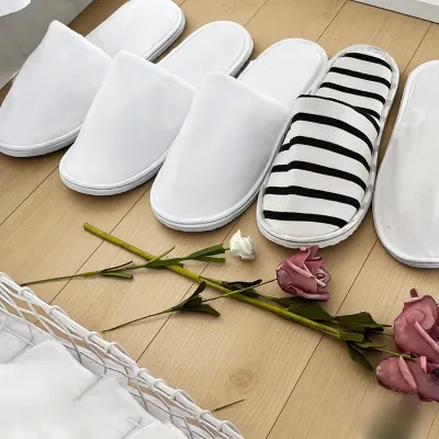 Wholesale High-quality Spa Hotel logo Custom Warm and Soft Disposable Hotel slippers
