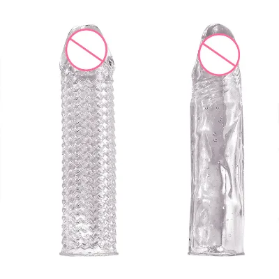 Elasticity Crystal Clear TPE Soft Penis Sleeve for Men Penis Extender Sex Toy