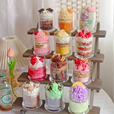 Wholesale Handmade Berries Scented Candy Fresh Fruity Gel Wax Aroma Candle for Home Decor Wedding Favor Scented Candle
