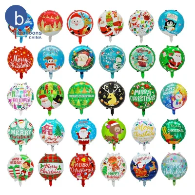 Wholesale 18-Inch Round Christmas Foil Balloons EN71 Certified Aluminum Film Balloon for Mall Party Decor Single Item