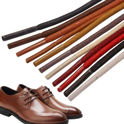 Versatile Premium Quality Round Cotton Waxed Shoe Laces Waterproof Leather Shoelace Strings