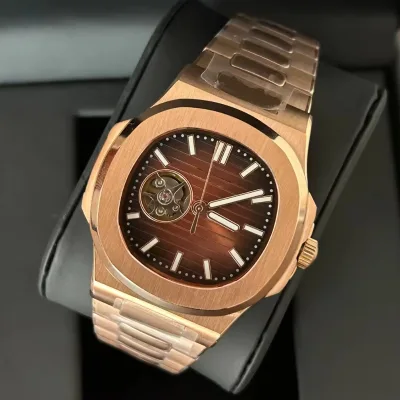DIY 41MM Japan Nh38 Movement MOD Dial Watch Rose Gold Skeleton Mechanical Watches for Man Hollow Out Dial Waterproof