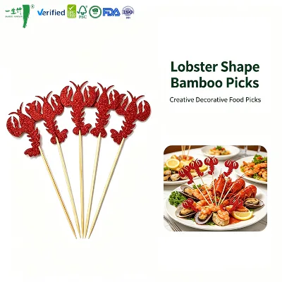 Custom logo Burr Free Biodegradable Bamboo Bead Picks Food Picks for E Commerce