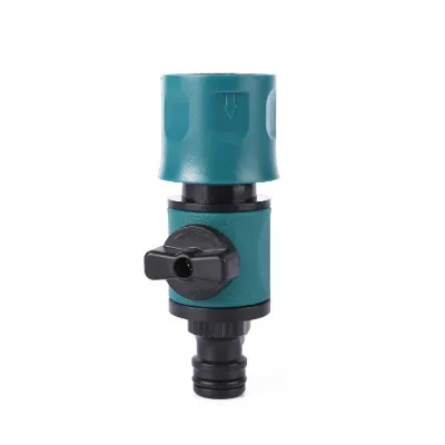Plastic Nipple-type Quick-Connect Hose Coupler with Valve Switch Handle for Garden Hose and Water Pipe Fittings