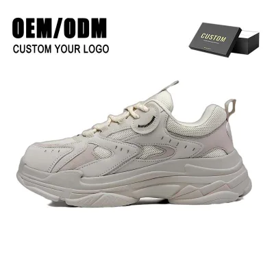 Custom Logo Thick Bottom Women Sneakers Platform Basket Femme Height Increase White Black Chunky Trendy Shoes For Men
