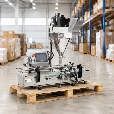Table Top Semi Automatic Powder Auger Stainless Steel With Conveyor Belt 200ml Filling Machine for Spice Food Pouch Bag Bottle