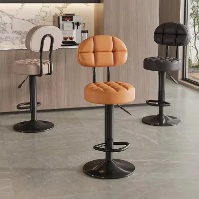 Modern Home Bar Stool with Simple Backrest High-Grade Adjustable Lifting Chair