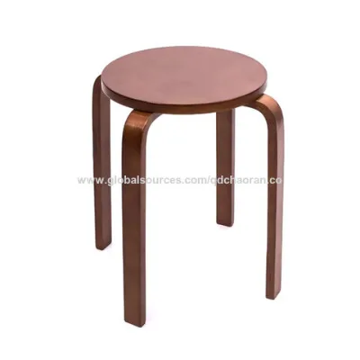 Round Wooden Pouf Foot Stool Foot Rest With four bentwood legs