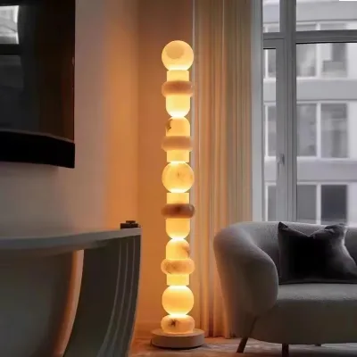 Wholesale Natural Marble Floor Lamp for Living Room Sofa Bedroom Study Decoration Floor Lights Luminous Planet Floor Light