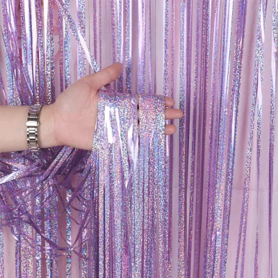 A-mazon 1*3m Aluminum Wedding Backdrop Metallic Tassel Foil Fringe Curtains Party SUPPLIES Rain Curtains Cortinas
