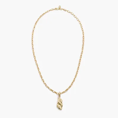 Molten Gold Drop Pendant Necklace 925 Sterling Silver Artisanal Hammered Finish Drop Necklace Non Tarnish Jewelry Women