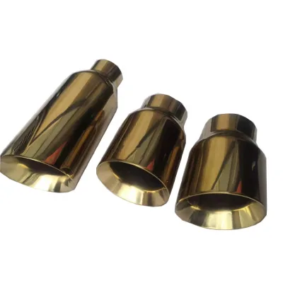 Performance Racing Car Stainless Steel Double Wall Angle Cut Titanium Exhaust Tailpipe Gold Tip