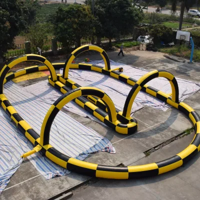 Yellow and Black PVC Inflatable Ball Track with Blower Jump Air Bag and Repair Kits 1-Year Warranty Includes Air Pump
