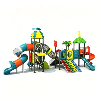 HONSON Outdoor Garden Park Kids Playground Equipment Multi-Function Plastic Metal Slide Swing Combination 100KG+ Capacity for
