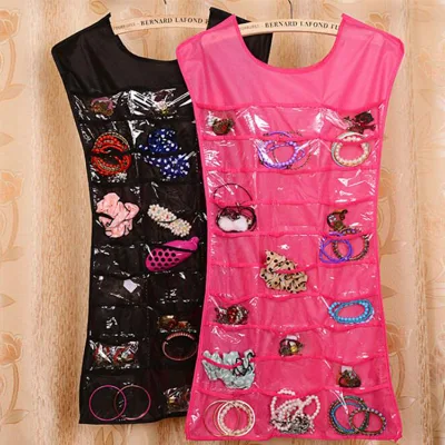 Black Hanging Non Woven Jewelry Pockets Organizer 36 Pockets Jewelry Storage Organizer for Travel
