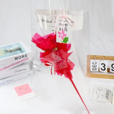Clear Flower Packing Box Transparent PVC Flower Bouquet Bag Florist Decoration Long Tote Party Gifts Wrapping Handbag