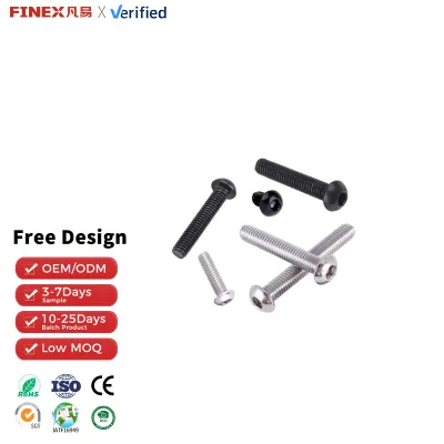 Stainless Steel M8 Pan Head Hex Socket Screw Metric Button Head Allen Bolt Full Thread Fastener