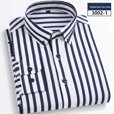 New Spring Fashion Casual Men's Striped Shirt Stretch Shirt Business Style Long Sleeve Shirt