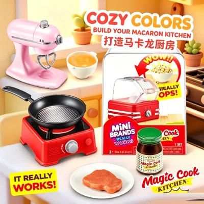 ZURU Mini Collectors Magic Kitchen Set, Kids Pretend Play DIY Cooking Mini Kitchen Toy Educational Toy Blind Box Set