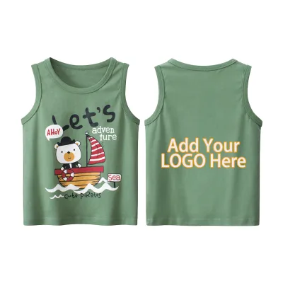 Wholesale Children Sleeveless Tops Summer New Kids Waistcoat Cotton Cartoon Printed Boys Vest