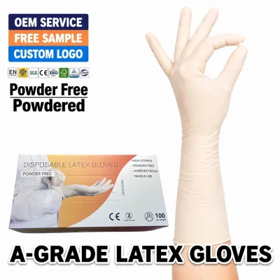 Latex Production Gloves Surgical Powder Free Long Medical Heavy Duty High Visibility Non Sterile Premium Quality