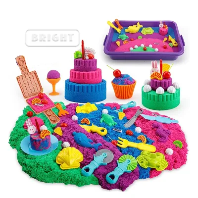 Colorful Self-Adhesive Sensory Sandbox Toys Fun Playdough Slime Inspired Bulk Refill Clay Never Dried for Space Sand for Kids