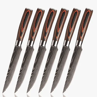 Drop Shipping Wood Handle Eco-Friendly Kitchen Home Utensil Steak Knives Set Premium 4 Pcs Stainless Steel 4.5 Inch Full