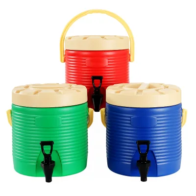 Trade Bestseller Stainless Steel Inlayer Large-Capacity Double-Layer Insulated Cylindrical Milk Tea Bucket Airtight 7L/9L/11L
