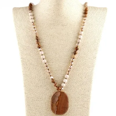 8mm Crystal Glass Beads, pink Quartz Natural Stone, Pic Jadeite Long Knot Necklace, square Pendant