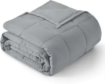 All Season Twin Size Grey Soft Heavy Microfiber Material with Glass Beads Breathable Cooling Weighted Blanket for Adults
