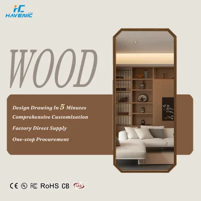 Modern Retro Luxury Wood Framed Rectangular Full-length Mirror Elegant Wall-mounted Suitable for Home Office and Bedroom Use