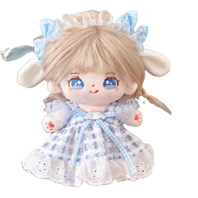 AL Wholesale Kawaii Cottonflowers Doll with Clothes 20cm Provide OEM ODM Long Curly Ponytail Baby Doll Wigs Display