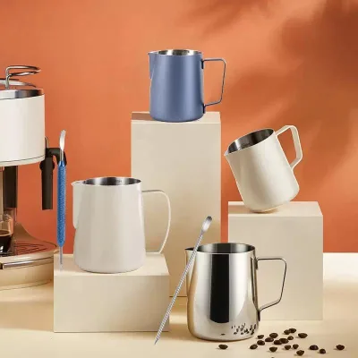 Colorful Milk Frothing Pitcher Stainless Steel Latte Art Jug Barista Coffee Steaming Pitcher Espresso Milk Cup Wholesale