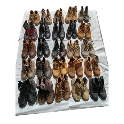 Used Grade a Men's Waterproof Light Weight Genuine Leather for Boots High Top Casual Wholesale