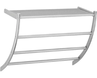 Wall-Mounted Aluminum Bathroom Shelf 2-Tier Brushed Finish Space Saving Durable Storage Rack 24 In Width