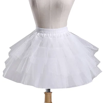 Girls Crinoline Petticoat with Hoop Under Skirt Short White Underskirt A-line Ball Gown Petticoats Wedding Dress