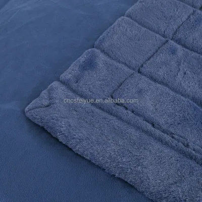 FY Customized Double Layer Luxury Fluffy Faux Fur Artificial Rabbit Fur Cutting Strips Blue Recycled Polyester Blankets