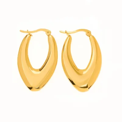 PVD 18K Gold Plated Stainless Steel Non Tarnish Jewelry Fashion Huggie Earrings for Women