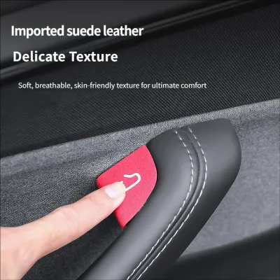 Car Suede Door Handle Open Button Protector Stickers Fit for Refreshed Model 3/Y Anti-wear Decor Trim Patch Auto Mod Parts