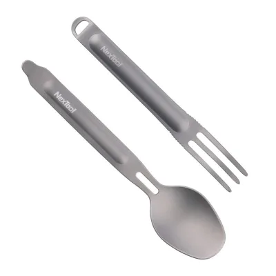 NexTool NE0124 Titanium BBQ Forks and Spoon Detachable Design Lightweight Outdoor Tableware for Camping DIY Use Support OEM