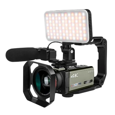 12X Optical 4K UHD Camcorder 3.5" Big Touch Screen with Microphone & Fill Light WiFi Type C for Living Streaming Vlog Shooting