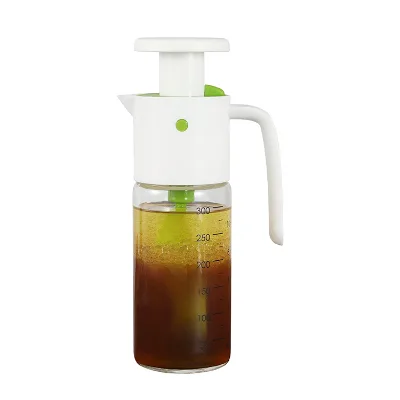 Kitchen Tools 300ml Glass Bottle Oil Green Salad Dressing Shaker Mixer